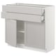 SEKTION / MAXIMERA Gabinete bajo+2 puertas/2 cajones, blanco/Lerhyttan gris claro, 36x15x30 "