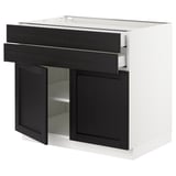 SEKTION / MAXIMERA Gabinete bajo+2 puertas/2 cajones, blanco/Lerhyttan teñido en negro, 36x24x30 "