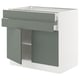 SEKTION / MAXIMERA Gabinete bajo+2 puertas/2 cajones, blanco/Nickebo verde grisáceo mate, 36x24x30 "