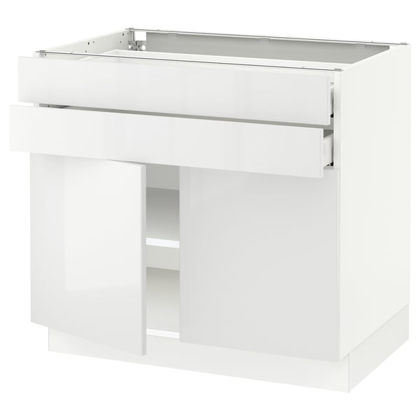 SEKTION / MAXIMERA Gabinete bajo+2 puertas/2 cajones, blanco/Ringhult blanco, 36x24x30 "