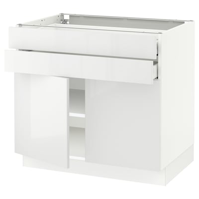 SEKTION / MAXIMERA Gabinete bajo+2 puertas/2 cajones, blanco/Ringhult blanco, 36x24x30 "