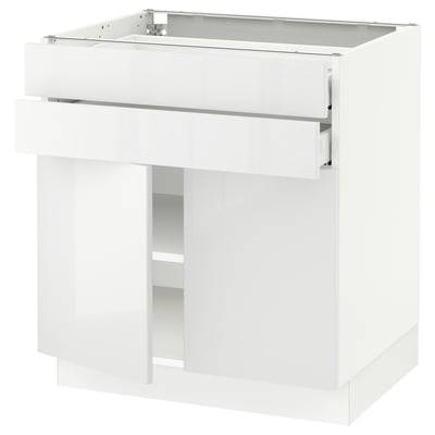 SEKTION / MAXIMERA Gabinete bajo+2 puertas/2 cajones, blanco/Ringhult blanco, 30x24x30 "