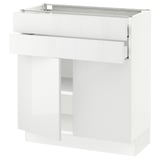 SEKTION / MAXIMERA Gabinete bajo+2 puertas/2 cajones, blanco/Ringhult blanco, 30x15x30 "