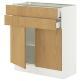 SEKTION / MAXIMERA Gabinete bajo+2 puertas/2 cajones, blanco/Sinarp chapa de roble, 30x15x30 "