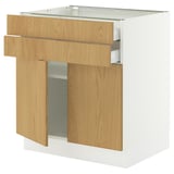 SEKTION / MAXIMERA Gabinete bajo+2 puertas/2 cajones, blanco/Sinarp chapa de roble, 30x24x30 "