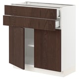 SEKTION / MAXIMERA Gabinete bajo+2 puertas/2 cajones, blanco/Sinarp marrón, 30x15x30 "