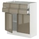 SEKTION / MAXIMERA Gabinete bajo+2 puertas/2 cajones, blanco/Voxtorp marrón grisáceo oscuro alto brillo, 30x15x30 "