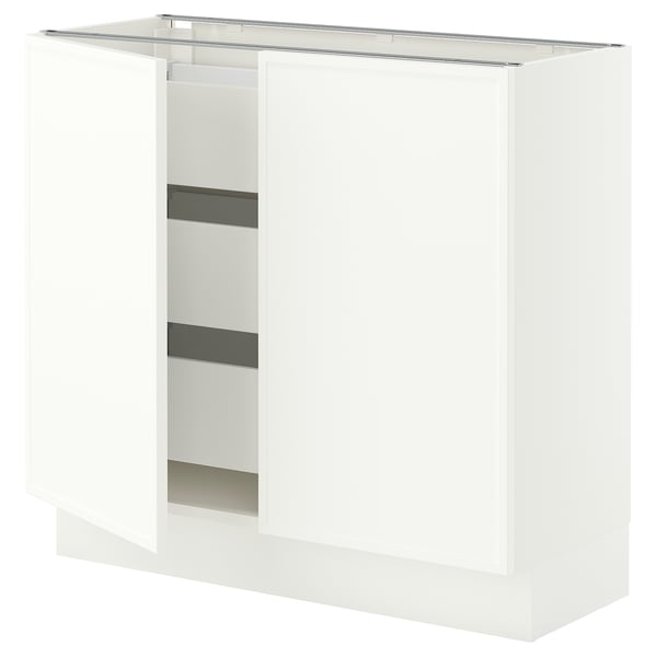 SEKTION / MAXIMERA Gabinete bajo+2 puertas/3 cajones, blanco/Aspudden blanco mate, 36x15x30 "