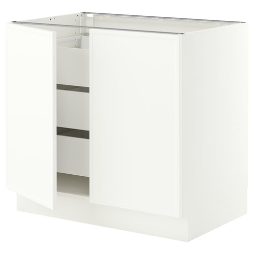 SEKTION / MAXIMERA Gabinete bajo+2 puertas/3 cajones, blanco/Aspudden blanco mate, 36x24x30 "