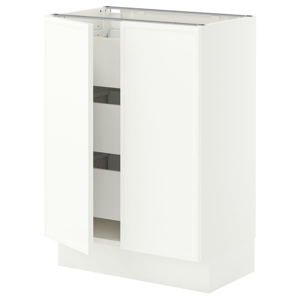 SEKTION / MAXIMERA Gabinete bajo+2 puertas/3 cajones, blanco/Aspudden blanco mate, 24x15x30 "