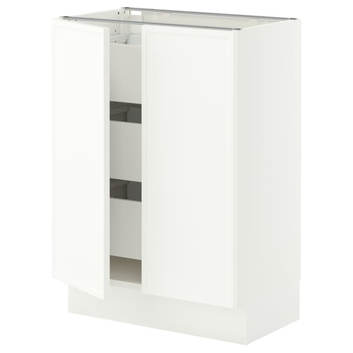 SEKTION / MAXIMERA Gabinete bajo+2 puertas/3 cajones, blanco/Aspudden blanco mate, 24x15x30 "