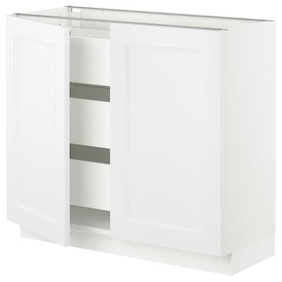 SEKTION / MAXIMERA Gabinete bajo+2 puertas/3 cajones, blanco/Axstad blanco mate, 36x15x30 "