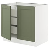 SEKTION / MAXIMERA Gabinete bajo+2 puertas/3 cajones, blanco/Axstad gris-verde, 36x24x30 "