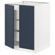 SEKTION / MAXIMERA Gabinete bajo+2 puertas/3 cajones, blanco Axstad/mate azul, 24x24x30 "