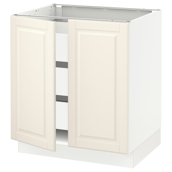 SEKTION / MAXIMERA Gabinete bajo+2 puertas/3 cajones, blanco/Bodbyn color hueso, 30x24x30 "