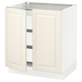 SEKTION / MAXIMERA Gabinete bajo+2 puertas/3 cajones, blanco/Bodbyn color hueso, 30x24x30 "