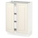 SEKTION / MAXIMERA Gabinete bajo+2 puertas/3 cajones, blanco/Bodbyn color hueso, 24x15x30 "
