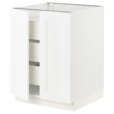 SEKTION / MAXIMERA Gabinete bajo+2 puertas/3 cajones, blanco Enköping/blanco efecto madera, 24x24x30 "