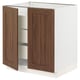 SEKTION / MAXIMERA Gabinete bajo+2 puertas/3 cajones, blanco Enköping/marrón efecto de nogal, 30x24x30 "
