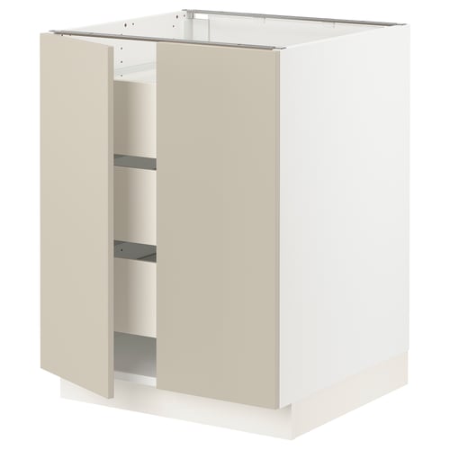 SEKTION / MAXIMERA Gabinete bajo+2 puertas/3 cajones, blanco/Havstorp beige, 24x24x30 "