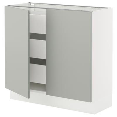 SEKTION / MAXIMERA Gabinete bajo+2 puertas/3 cajones, blanco/Havstorp gris claro, 36x15x30 "