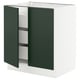 SEKTION / MAXIMERA Gabinete bajo+2 puertas/3 cajones, blanco/Havstorp verde oscuro, 30x24x30 "