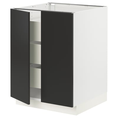 SEKTION / MAXIMERA Gabinete bajo+2 puertas/3 cajones, blanco/Nickebo antracita mate, 24x24x30 "