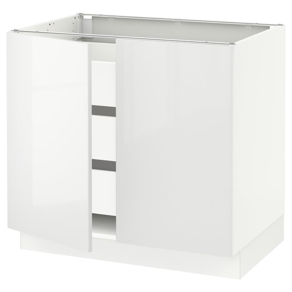 SEKTION / MAXIMERA Gabinete bajo+2 puertas/3 cajones, blanco/Ringhult blanco, 36x24x30 "