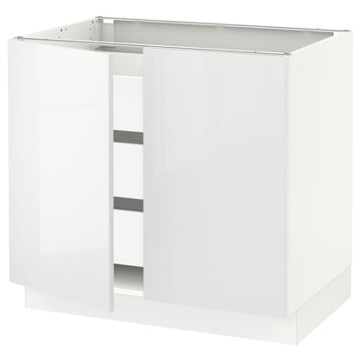 SEKTION / MAXIMERA Gabinete bajo+2 puertas/3 cajones, blanco/Ringhult blanco, 36x24x30 "