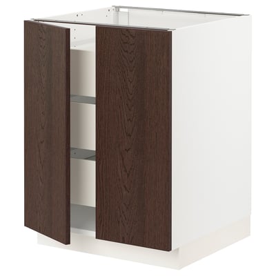 SEKTION / MAXIMERA Gabinete bajo+2 puertas/3 cajones, blanco/Sinarp marrón, 24x24x30 "