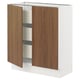 SEKTION / MAXIMERA Gabinete bajo+2 puertas/3 cajones, blanco/Tistorp efecto nogal marrón, 30x15x30 "