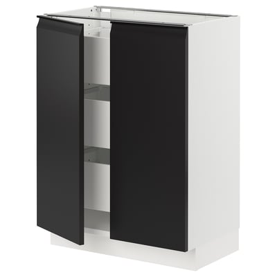 SEKTION / MAXIMERA Gabinete bajo+2 puertas/3 cajones, blanco/Upplöv antracita mate, 24x15x30 "