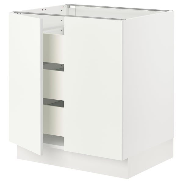 SEKTION / MAXIMERA Gabinete bajo+2 puertas/3 cajones, blanco/Vallstena blanco, 30x24x30 "