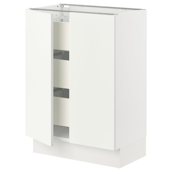 SEKTION / MAXIMERA Gabinete bajo+2 puertas/3 cajones, blanco/Vallstena blanco, 24x15x30 "