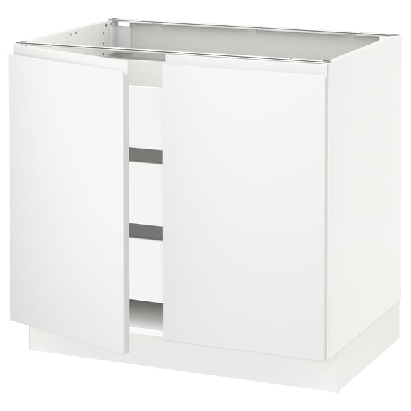 SEKTION / MAXIMERA Gabinete bajo+2 puertas/3 cajones, blanco/Voxtorp blanco mate, 36x24x30 "
