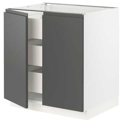 SEKTION / MAXIMERA Gabinete bajo+2 puertas/3 cajones, blanco/Voxtorp gris oscuro, 30x24x30 "
