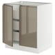 SEKTION / MAXIMERA Gabinete bajo+2 puertas/3 cajones, blanco/Voxtorp marrón grisáceo oscuro alto brillo, 30x24x30 "