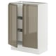 SEKTION / MAXIMERA Gabinete bajo+2 puertas/3 cajones, blanco/Voxtorp marrón grisáceo oscuro alto brillo, 24x15x30 "