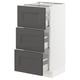 SEKTION / MAXIMERA Gabinete bajo+3 cajones, blanco/Axstad gris oscuro, 15x15x30 "