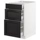 SEKTION / MAXIMERA Gabinete bajo+3 cajones, blanco/Lerhyttan teñido en negro, 18x24x30 "