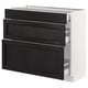 SEKTION / MAXIMERA Gabinete bajo+3 cajones, blanco/Lerhyttan teñido en negro, 36x15x30 "