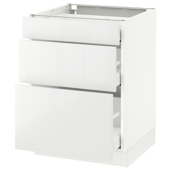 SEKTION / MAXIMERA Gabinete bajo+3 cajones, blanco/Ringhult blanco, 24x24x30 "