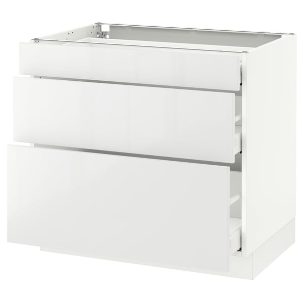 SEKTION / MAXIMERA Gabinete bajo+3 cajones, blanco/Ringhult blanco, 36x24x30 "