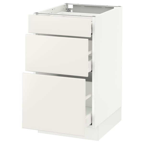 SEKTION / MAXIMERA Gabinete bajo+3 cajones, blanco/Veddinge blanco, 18x24x30 "