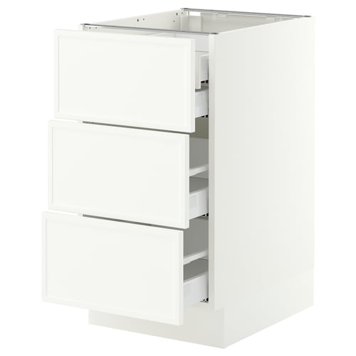 SEKTION / MAXIMERA Gabinete bajo+3 frentes/4 cajones, blanco/Aspudden blanco mate, 18x24x30 "
