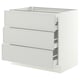 SEKTION / MAXIMERA Gabinete bajo+3 frentes/4 cajones, blanco/Aspudden gris claro, 36x24x30 "