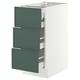 SEKTION / MAXIMERA Gabinete bajo+3 frentes/4 cajones, blanco/Aspudden gris verdoso oscuro, 15x24x30 "
