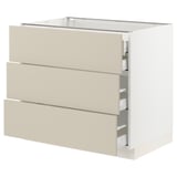 SEKTION / MAXIMERA Gabinete bajo+3 frentes/4 cajones, blanco/Havstorp beige, 36x24x30 "