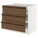 SEKTION / MAXIMERA Gabinete bajo+3 frentes/4 cajones, blanco/Stensta chapa de fresno marrón oscuro, 36x24x30 "