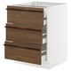 SEKTION / MAXIMERA Gabinete bajo+3 frentes/4 cajones, blanco/Stensta chapa de fresno marrón oscuro, 24x24x30 "